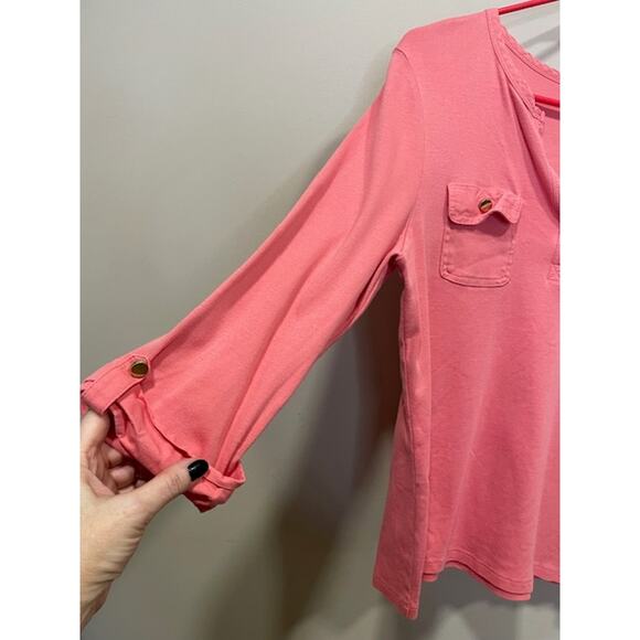 Charter Club Luxury Pima Cotton Coral/Salmon Shirt Womens XL 3/4th Sleeve - Picture 5 of 7